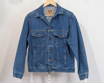 Men's Vintage 90s GAP USA Dark Blue Flannel Lined Trucker Denim