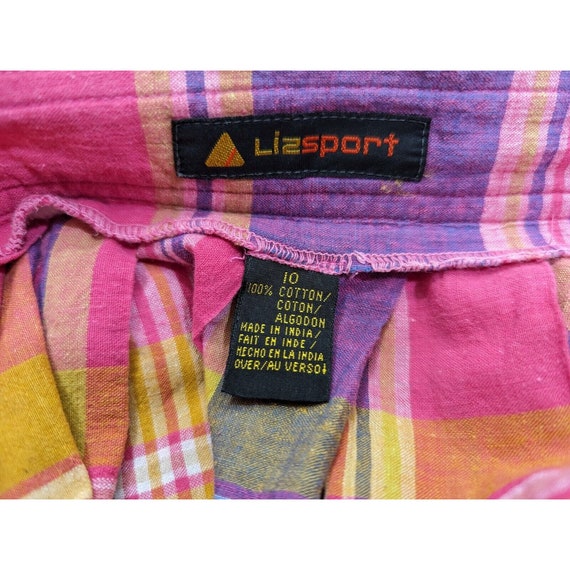 90s Skirt Pink Plaid Pleated Midi Cotton Misses 1… - image 5