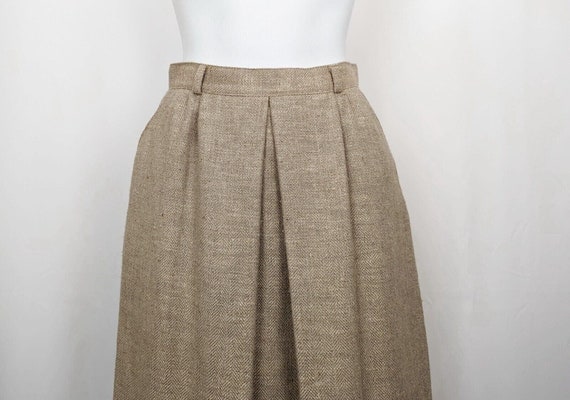 Vintage 80s Skirt Suit Tan Tweed Jacket Misses Si… - image 6