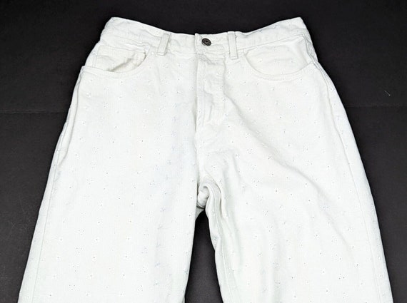 Vintage 90s Jeans White Eyelet Cotton High Waist … - image 2