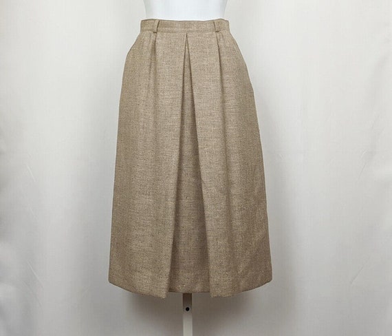Vintage 80s Skirt Suit Tan Tweed Jacket Misses Si… - image 5
