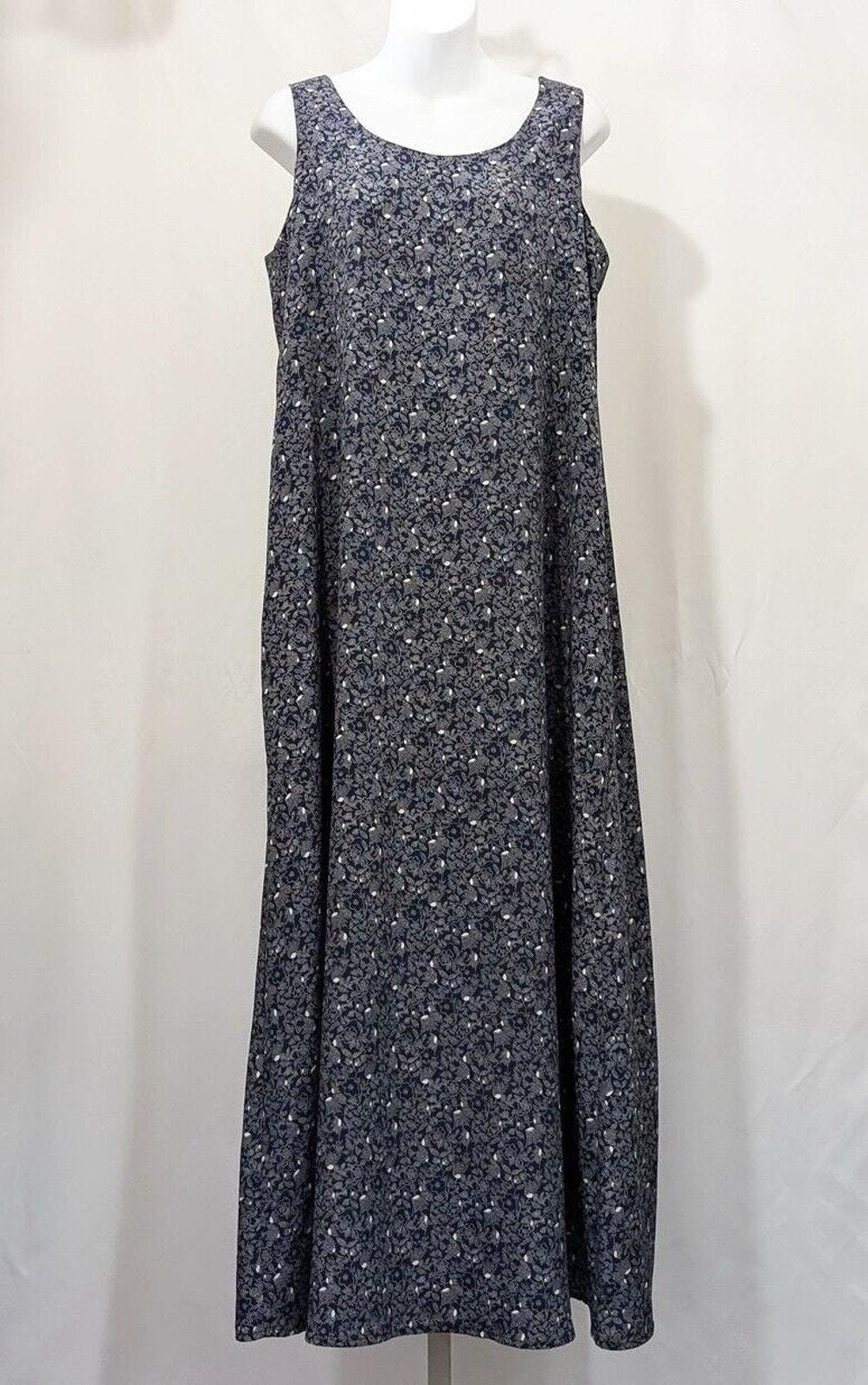 Vintage 90s Dress Blue White Floral Long Dress Banana Republic Misses Size L