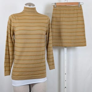 Vintage Pendleton 60-talsset brunrandig ullkjol damstorlek 10 38