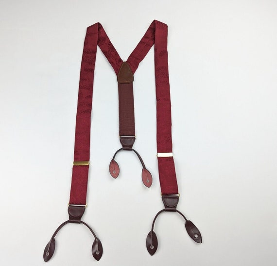 Vintage CAS Germany Suspenders Braces Burgundy Me… - image 1