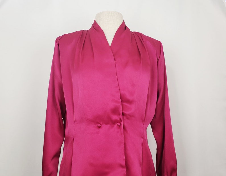 80s Blouse Magenta Pink Fitted Misses 10 Vintage New Deadstock image 2