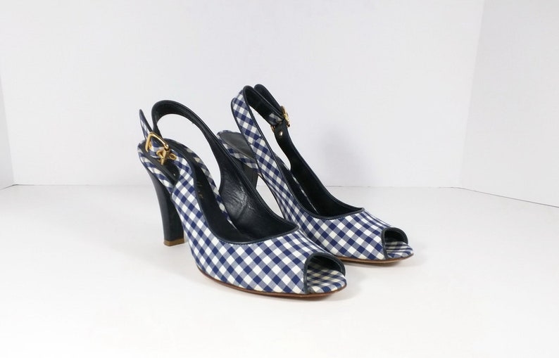 navy gingham shoes