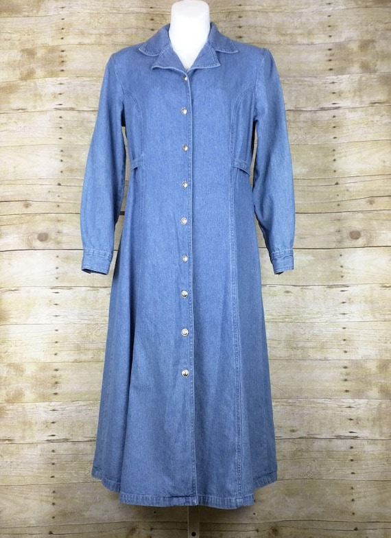 long sleeve denim midi dress