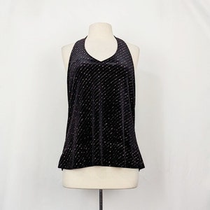 Vintage Y2K Halter Top Black Pink Metallic Club Women&#39;s Size 14W Fashion Bug