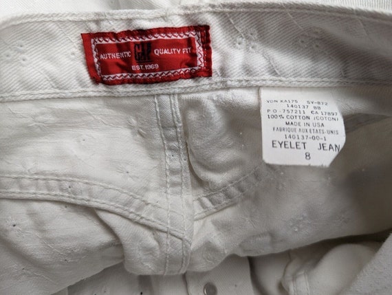 Vintage 90s Jeans White Eyelet Cotton High Waist … - image 4