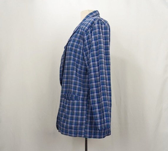 90s Jacket Blue Lavender Plaid Cotton Academia Mi… - image 5