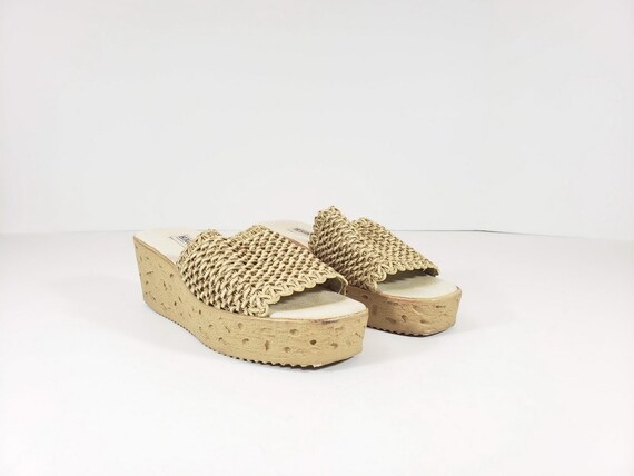 tan woven slides