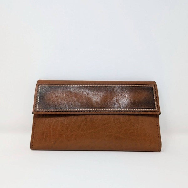 80s Princess Gardner Wallet Brown Leather Shadwe Steerhide Checkbook Vintage