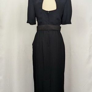 Vintage 80s Dress Black Cocktail Evening Belted 40s Style Misses 8 image 7