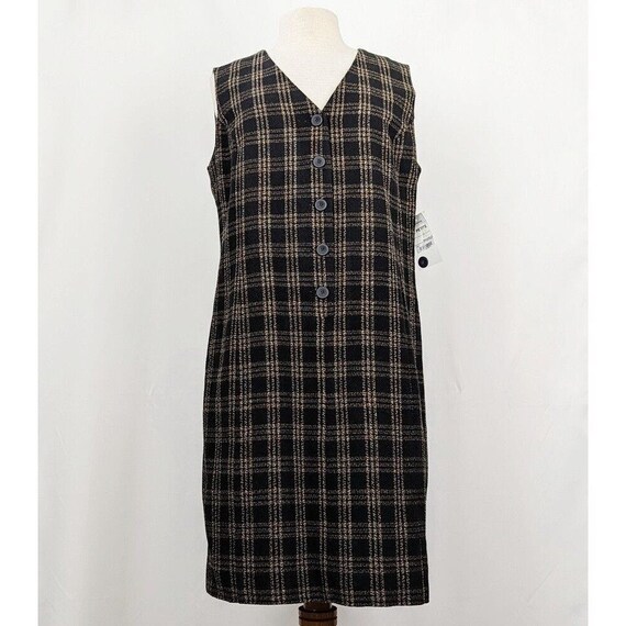Vintage 90s Jumper Dress Black Tan Plaid Size 12P 12 Petite New Etsy