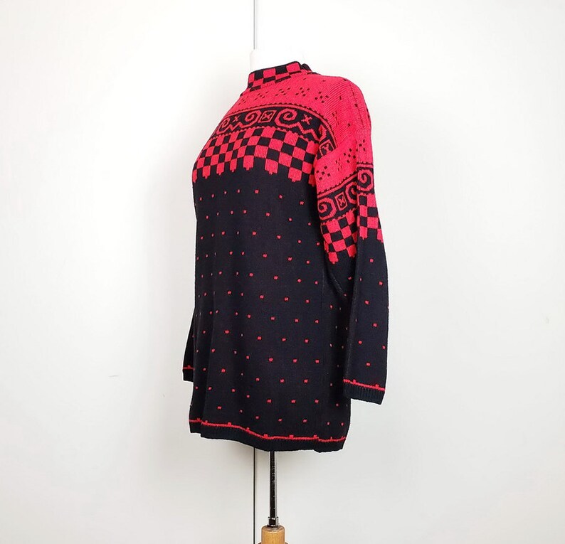red mock turtleneck
