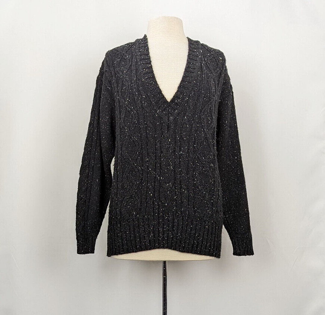Vintage 90s Grey Ribbed V Neck Sweater - Etsy