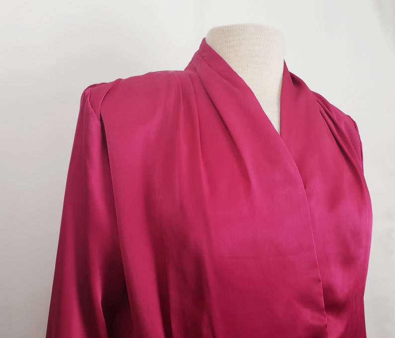 80s Blouse Magenta Pink Fitted Misses 10 Vintage New Deadstock image 3