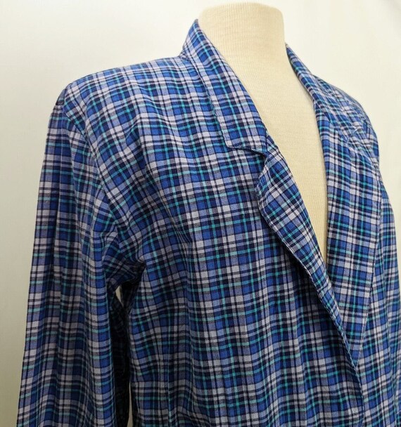 90s Jacket Blue Lavender Plaid Cotton Academia Mi… - image 3