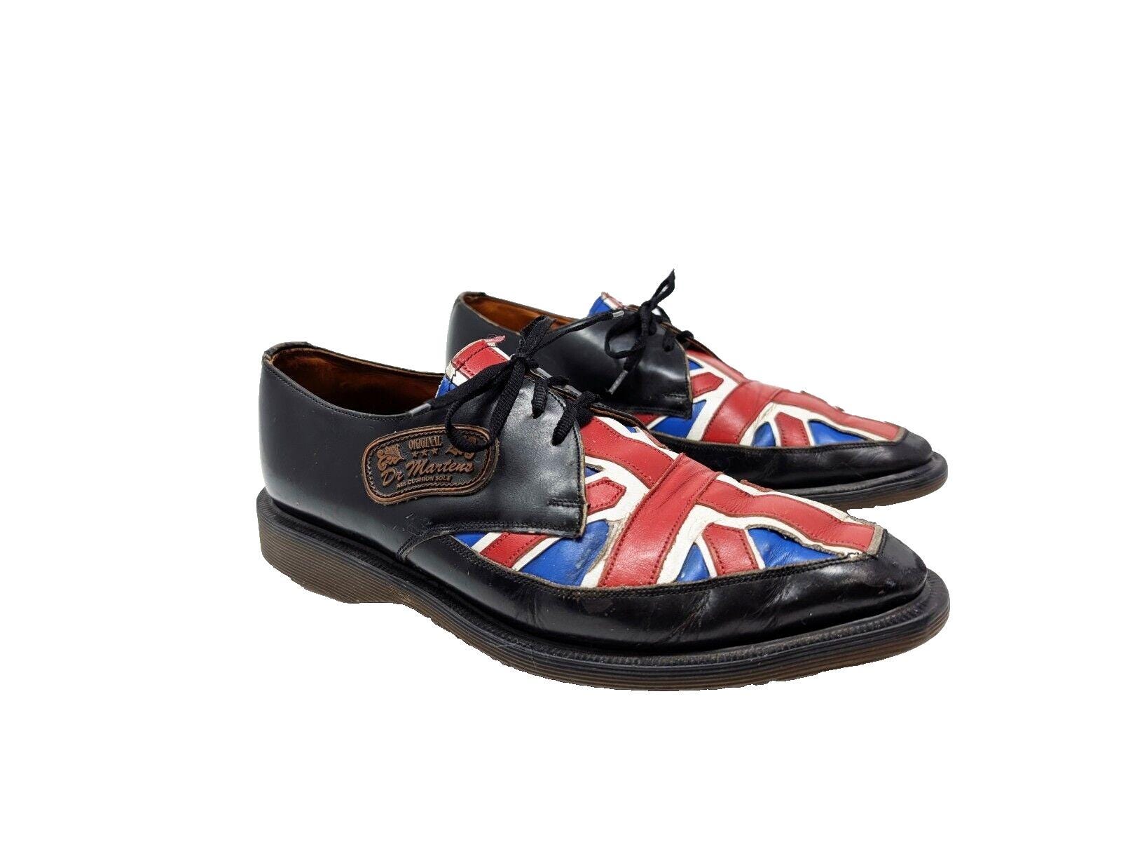 Vintage Dr. Martens Oxford Shoes Union Jack British Flag 