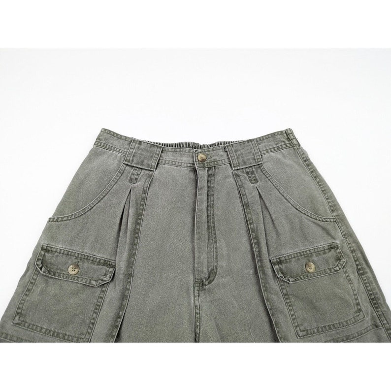 90s-cargo-shorts-surplus-green-high-pleated-waist-misses-12-etsy