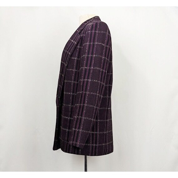 80s Jacket Purple Black White Plaid Academia Miss… - image 3