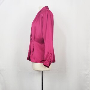 80s Blouse Magenta Pink Fitted Misses 10 Vintage New Deadstock image 4