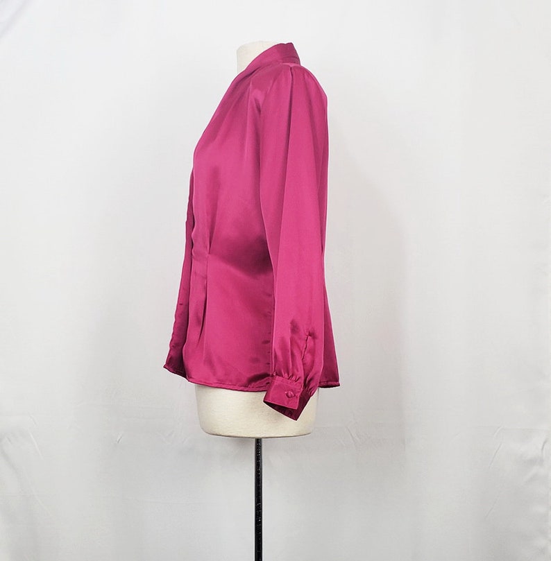 80s Blouse Magenta Pink Fitted Misses 10 Vintage New Deadstock image 4