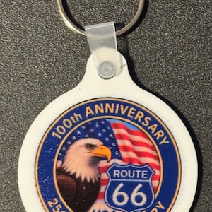 Route 66 100th Anniversary Keychain – 1926-2026 USA Eagle Souvenir, Historic Highway Travel Gift