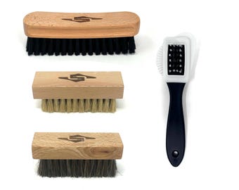 Shoe Cleaning Brush Set – Beech Wood, Horsehair & Hog Bristle