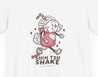 Shih Tzu Shake | Unisex Jersey Short Sleeve Tee T Shirt Top | Milk Shake | Retro Style Dog Design