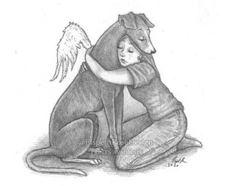 I Miss You 6 x 8 inch Art Print | Pencil Illustration Style | Cartoon | Whimsical Children's Book Style