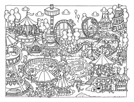 Fun At the Fair Colouring Page DOWNLOAD | Etsy