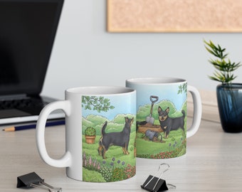 Garden Heelers Ceramic Mug | 11oz 0.33l | Dishwasher & Microwave Safe | Lancashire Heeler | Ormskirk Terrier