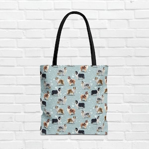 Rough Collie Tote Bag | 3 Sizes | Choice of Strap Colours | Front and Back Pattern | Sheepdog