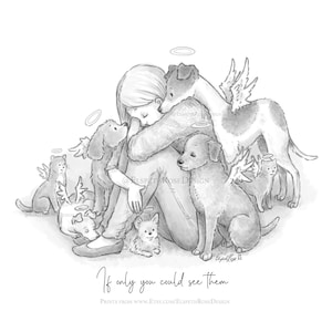 If only you could see them 8x6 Mounted Open Edition Print | Pencil Illustration Style | Cartoon | Whimsical