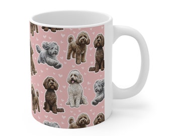 Pink Cockapoo Ceramic Mug | 11oz 0.33l | Dishwasher & Microwave Safe | Sent from the UK | Doodle Design