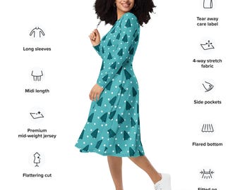 Christmas Cactus All-over Print Long Sleeve Midi Dress - Etsy