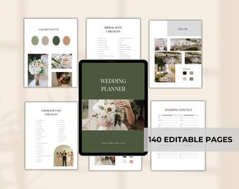 Wedding Planner Template Canva Printable Wedding Checklist Binder Organizer Template
