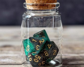 Black & Green Dice Gift Set | Acrylic Polyhedral Dice | DnD Dungeon Master Gift for Men | Pathfinder or Dungeons and Dragons Gift for Father