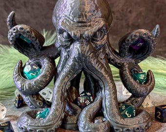 Octopus Dice Stand | DnD Game Room Dice Display | Kraken Home Decor | Cthulhu Statue | Tentacle Dice Holder | Cool Tabletop RPG Accessory