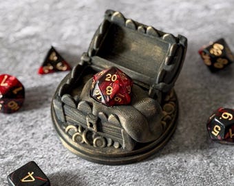 Mimic Dice Holder D20 Treasure Chest Dice Guardian DnD Gift Dice Display Hand-Finished Tabletop RPG Accessory TTRPG Dungeon Master Gift
