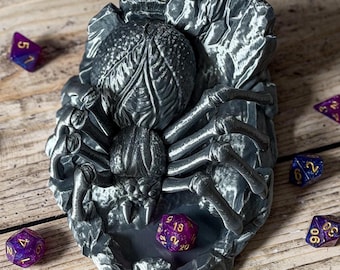 Spider Dice Tower | Arachnid Tarantula Dice Roller | Small Metallic RPG Accessory | Dark Fantasy Horror DnD Decor | Tabletop RPG/DnD Gift