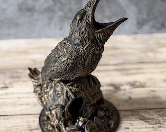 Raven Dice Tower | Hand Painted Fantasy Dice Roller for tabletop RPG and DnD