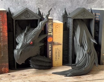 Black Dragon Book Nook Dragon Home Decor Dark Fantasy Bookish Gift Book Lovers Dragon Bookshelf Upgrade Reading Space