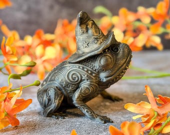Wizard Frog DnD Shelf Decor | Celestial Fantasy Cottagecore Tabletop RPG Gift