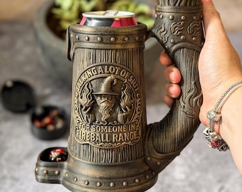 Dice Tower DnD Tankard Dice Storage Wizard Talking A Lot of Shit Fireball Range Tabletop RPG Gift Dungeon Master Fantasy TTRPG Accessory