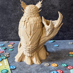 Owl dice tower back view, Wingspan compatible bird feeder replacement