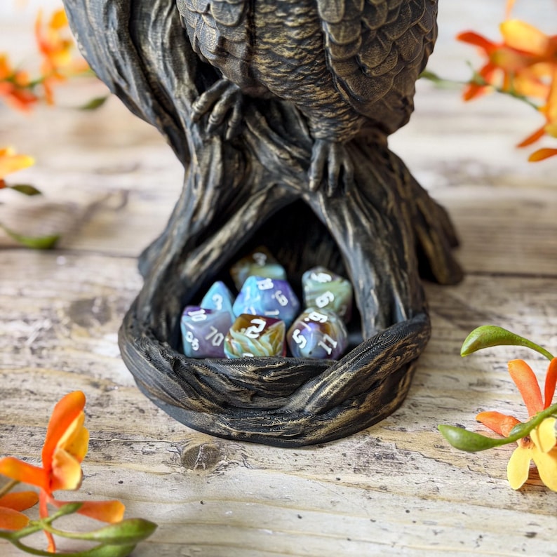 Opvangbak voor dobbelstenen van Owl Dice Tower.