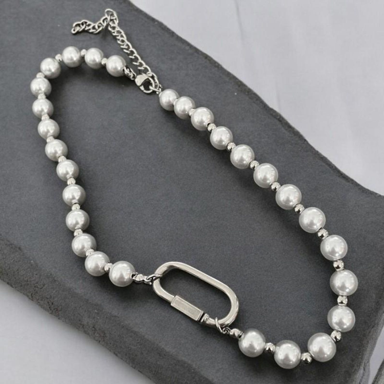 Style White Stainless Steel Pearl Pendant Necklace