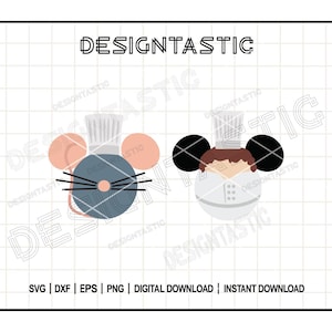 Ratatouille-oren bundel SVG, chef-kok Remi oren Svg, Linguini-oren Svg, gesneden bestand voor Cricut SVG